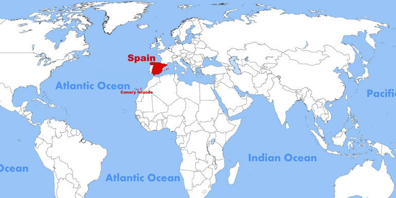 Где находится испания на карте